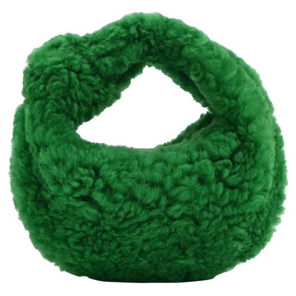 Bottega Veneta Mini Jodie Shearling Handbag in Green Lamb Fur